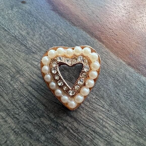Vintage Pin Faux Pearl and Faux Diamond Gold Tone - Picture 5 of 5